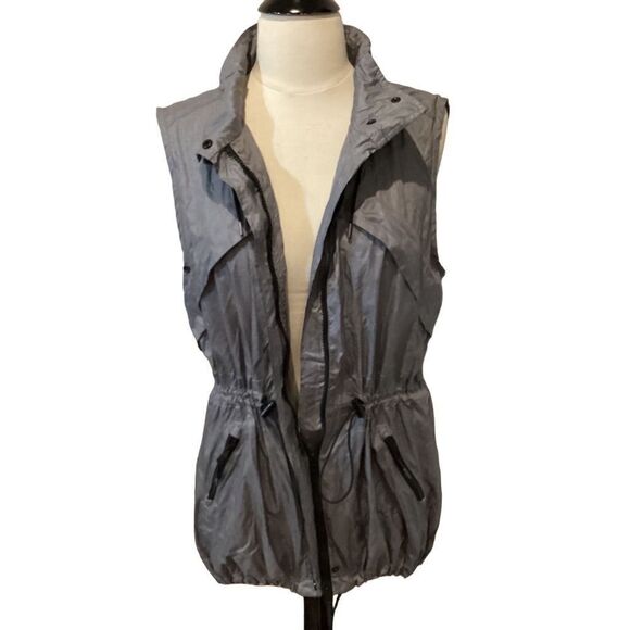 LOFT LOU & GREY sleeveless rain jacket athletic vest gray utilitarian Small - Picture 2 of 15